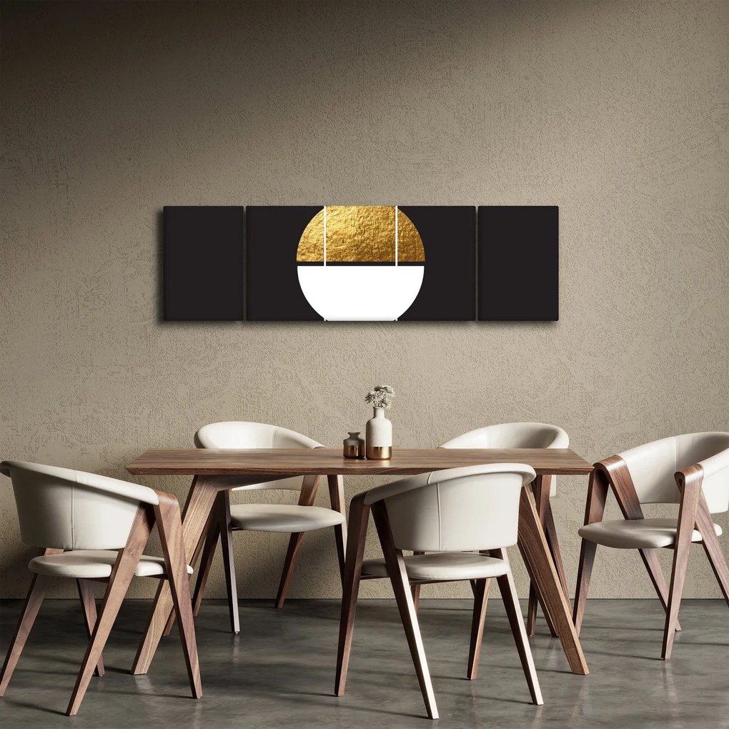 Obraz - Abstrakcja złoto i czerń N⁰1 (170x50 cm)