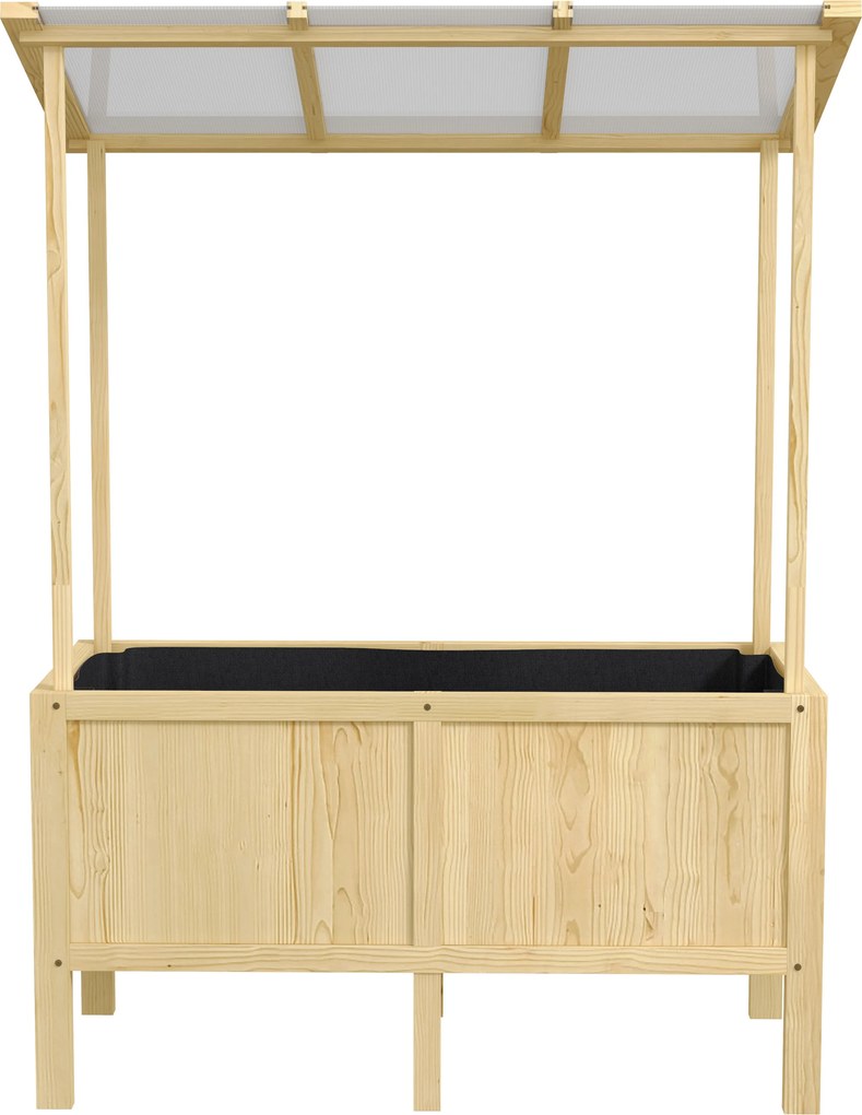 Outsunny Wysokie Łóżko Ogrodowe Drewniane z Tunel Foliowy Skrzynia na Rośliny 110x60x152cm Naturalne | Aosom PL