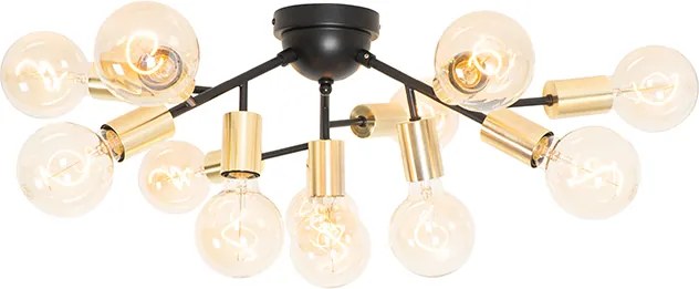 Designerska lampa sufitowa czarna ze złotem 12-świateł - Juul