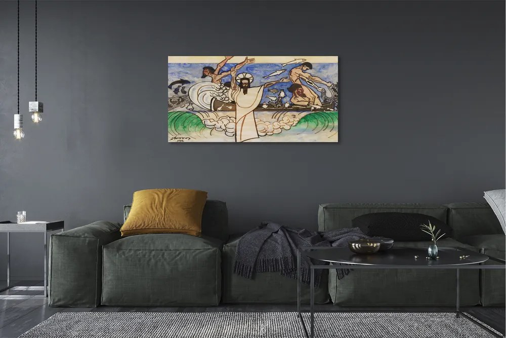 Zdjęcie na płótnie Szkic Jezus morze