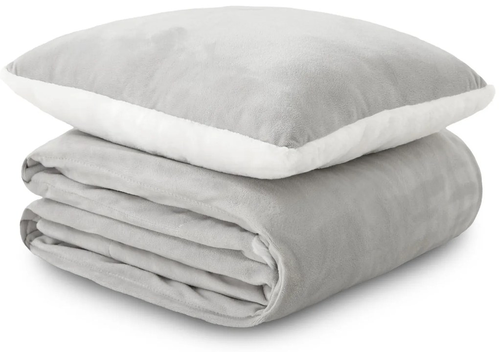 KOC I PODUSZKA WARM HUG SZARY 200x200 cm szary