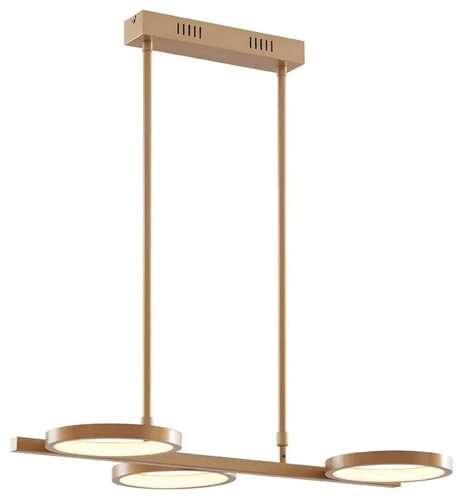 Nowoczesna lampa wisząca złota z LED 3-stopniowo ściemnialna 3-światłowa - Vivé Nowoczesny Oswietlenie wewnetrzne