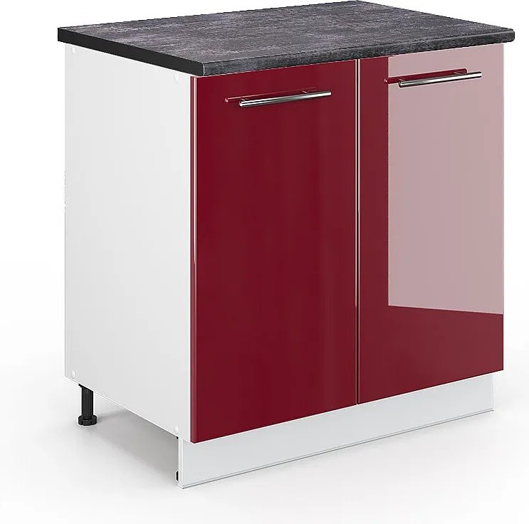 Szafka pod zlew bordowa czerwień wysoki połysk 80x60x82 fame-line