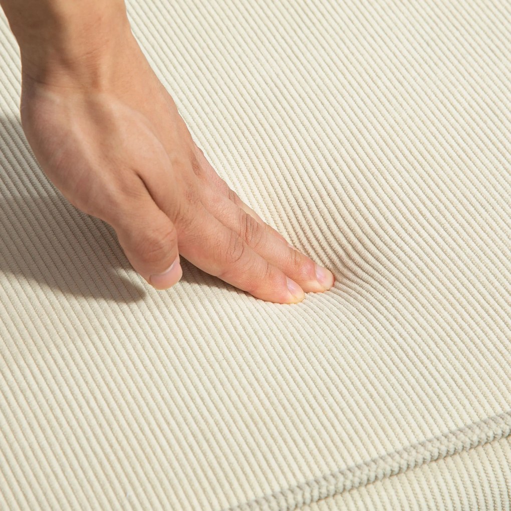 HOMCOM Sofa Podłogowa, Składana Mata dla Gości, Lekka, Pokrycie Sztruksowe, 73x100x60 cm, Kremowa