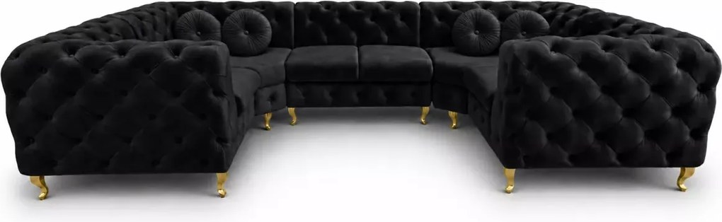 Luksusowy narożnik Chesterfield Moet U z ergonomicznym siedziskiem