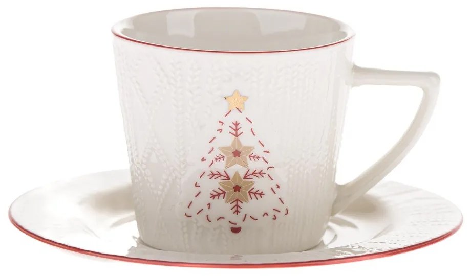 Biała porcelanowa filiżanka ze świątecznym motywem 110 ml Xmas Tree – Dakls