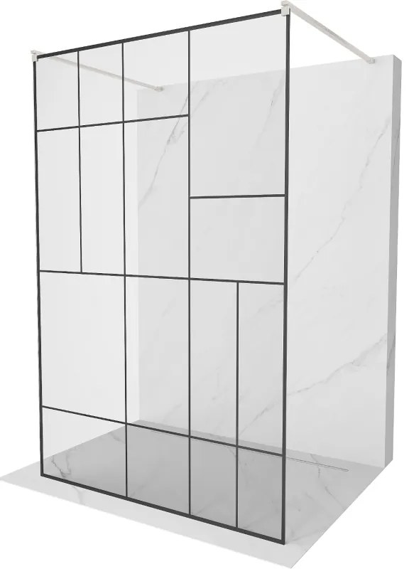 Mexen Kioto ścianka prysznicowa wolnostojąca 130 x 200 cm, czarny wzór 8 mm, nikiel szczotkowany - 800-130-002-97-78