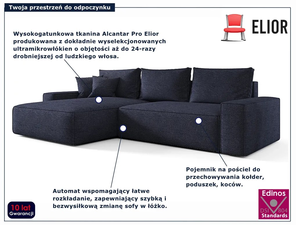 Granatowy narożnik z funkcją spania H2-H11