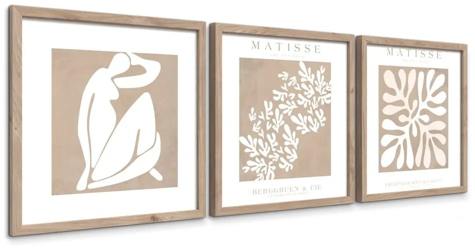 Obrazy zestaw 3 szt. 30x30 cm Matisse – Styler