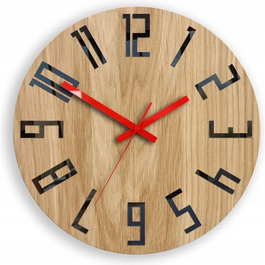 Zegar na ścianę nowoczesny drewniany z dużymi cyframi okrągły cichy loft