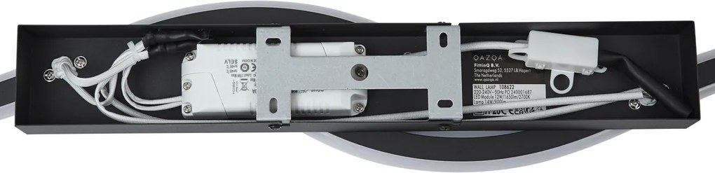 Designerski kinkiet czarny z 3-stopniową regulacją ściemniania, 2-punktowy - Bummy