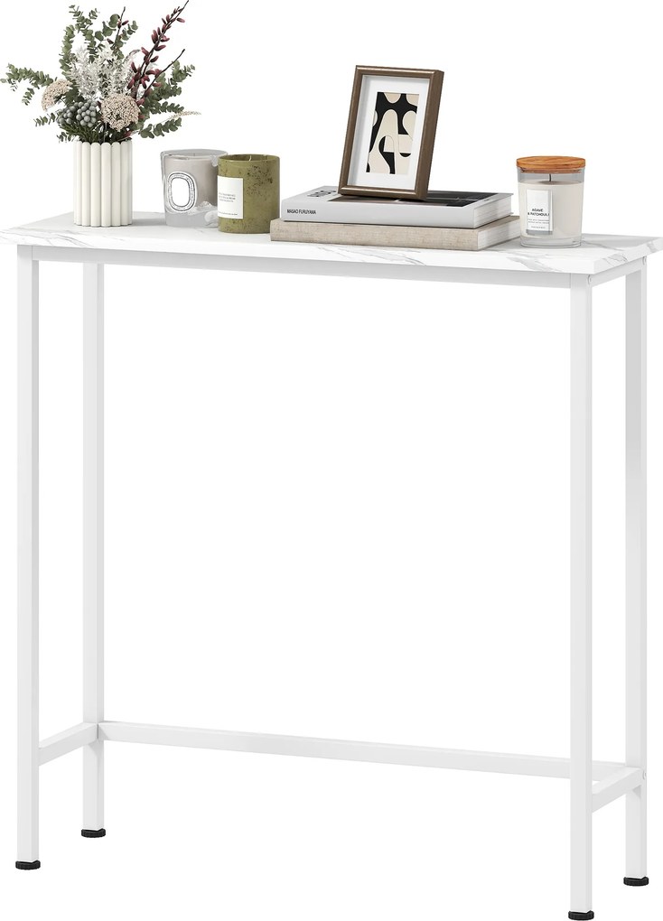 HOMCOM Stolik konsolowy Flurtisch z regulowanymi stopkami, pasami przeciwwysypowymi 75 x 24 x 76 cm do małych pomieszczeń Biały