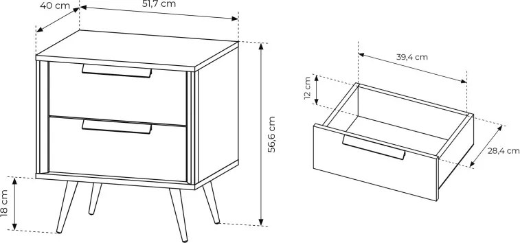 Stolik Nocny VERA 2S Kaszmir – Nowoczesna Szafka Nocna do Sypialni z Cichym Domykiem na Metalowych Nogach Glamour Loft
