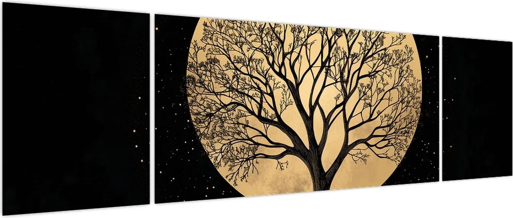 Obraz – Drzewo w złotej pełni księżyca I. (170x50 cm)
