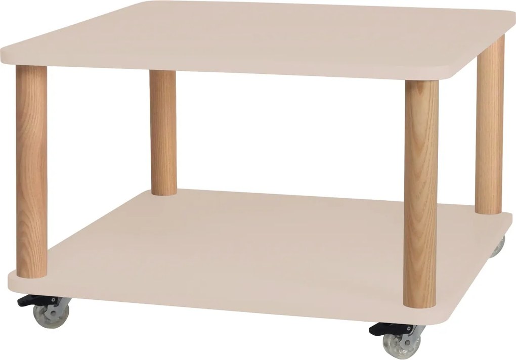 Kwadratowy stolik kawowy na kółkach Ashme z kolorowym blatem 64x64 cm
