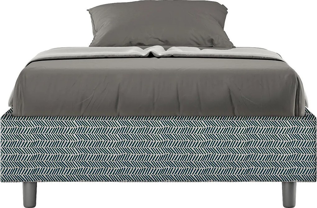 Łóżko wyposażone w stelaż z listwami tapicerowane 120x200 tkaniny Aragona 8 niebieski Azelia