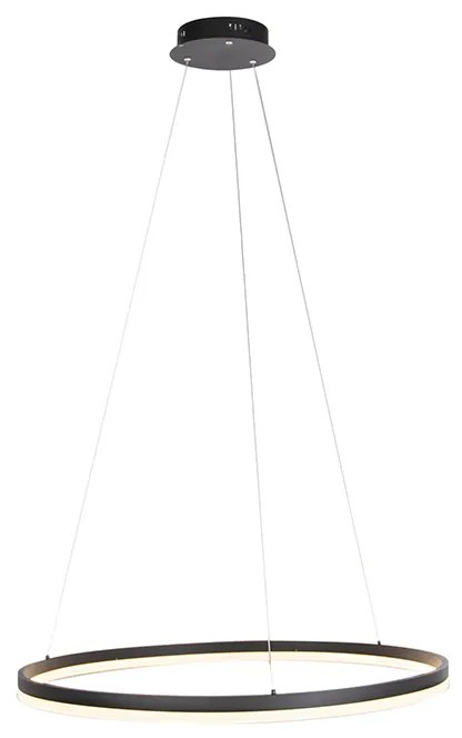 Designerska lampa wisząca czarna 80 cm z wbudowanym LED 3-stopniowo ściemnialna - AnelloDesignerski Oswietlenie wewnetrzne