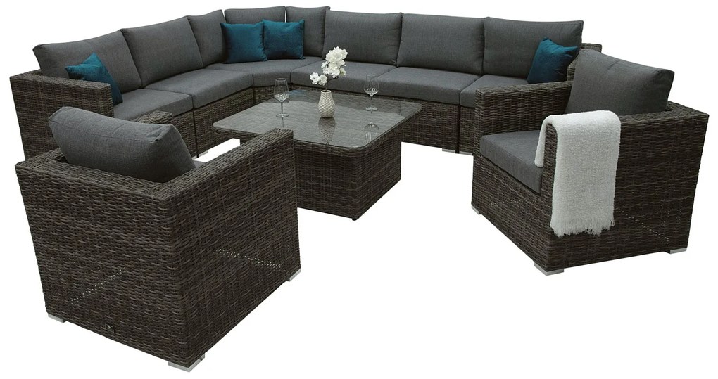 Zestaw rattanowy MALIBU dla 8 osób (szary)