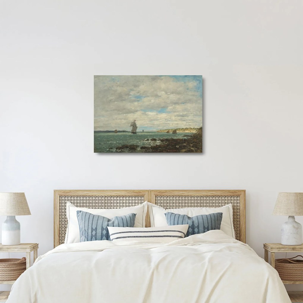 Obraz na szkle - Eugène Boudin, Coast of Brittany, reprodukcje (70x50 cm)