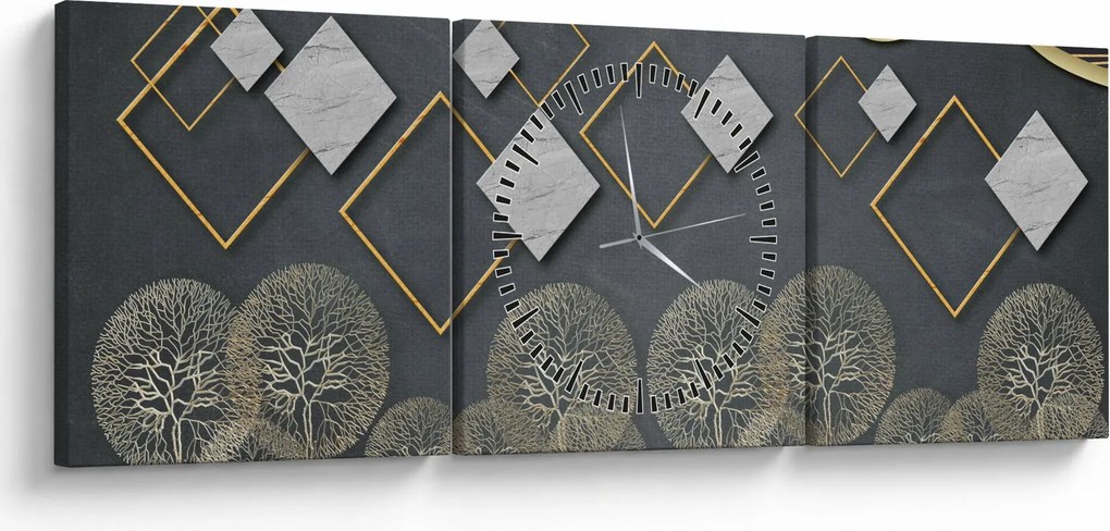 Obraz abstrakcji (z zegarem) (90x30 cm)