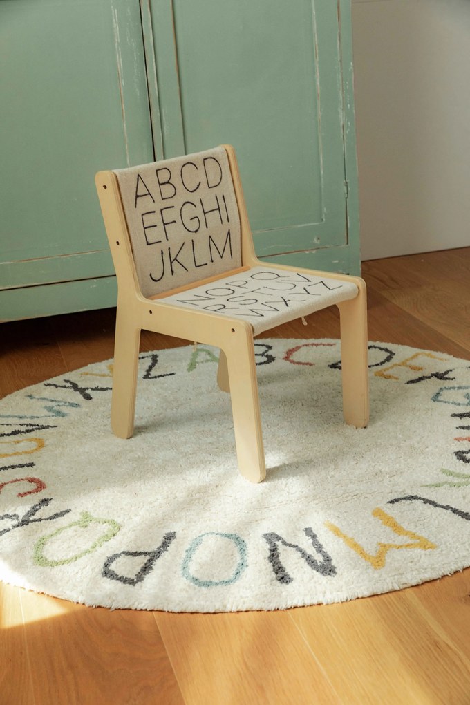 Dywan dziecięcy ABECADŁO COLOR Ø120 cm beżowy z literkami do nauki LORENA CANALS