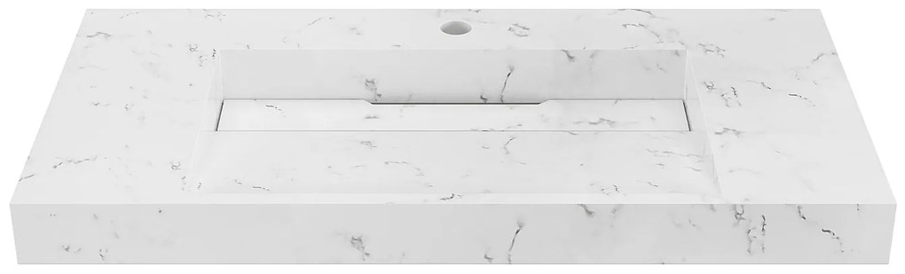 Umywalka wisząca solid surface biała - szer. 90,2 x gł. 45,2 x wys. 8 cm - TAKOTNA