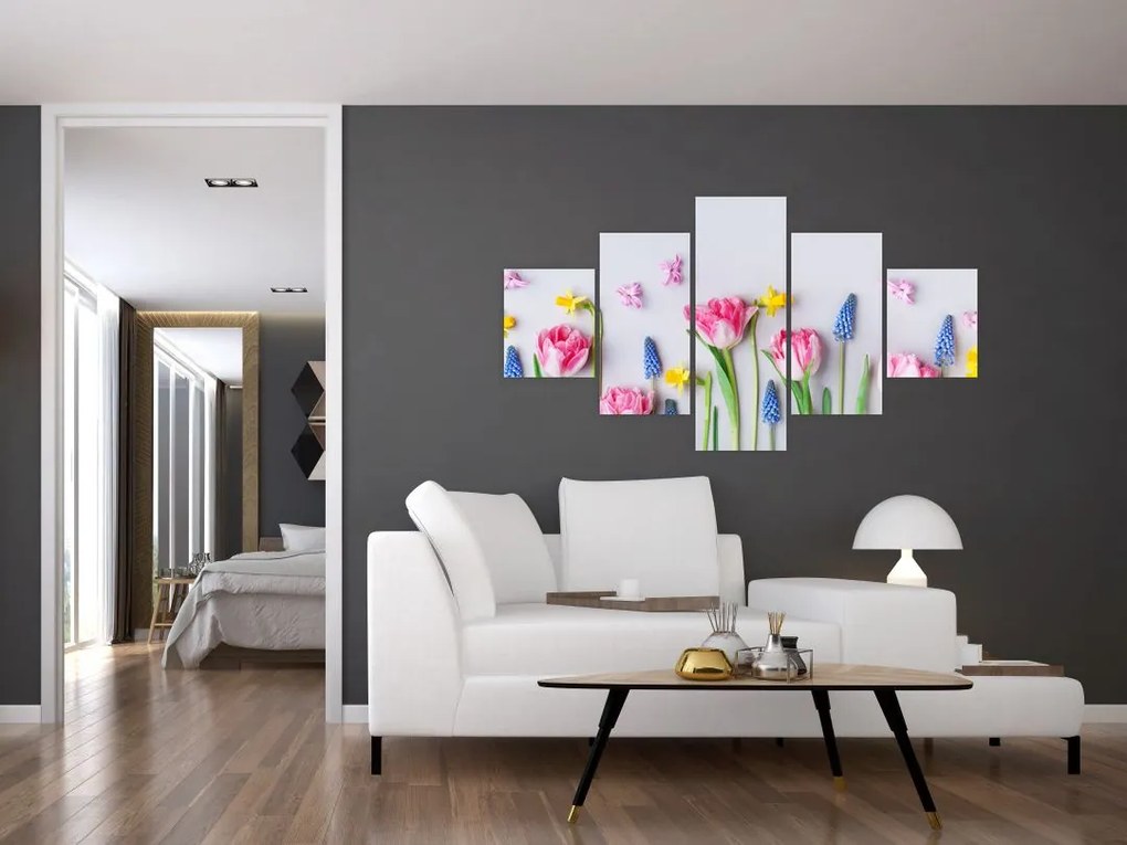 Obraz wiosennych kwiatów (125x70 cm)