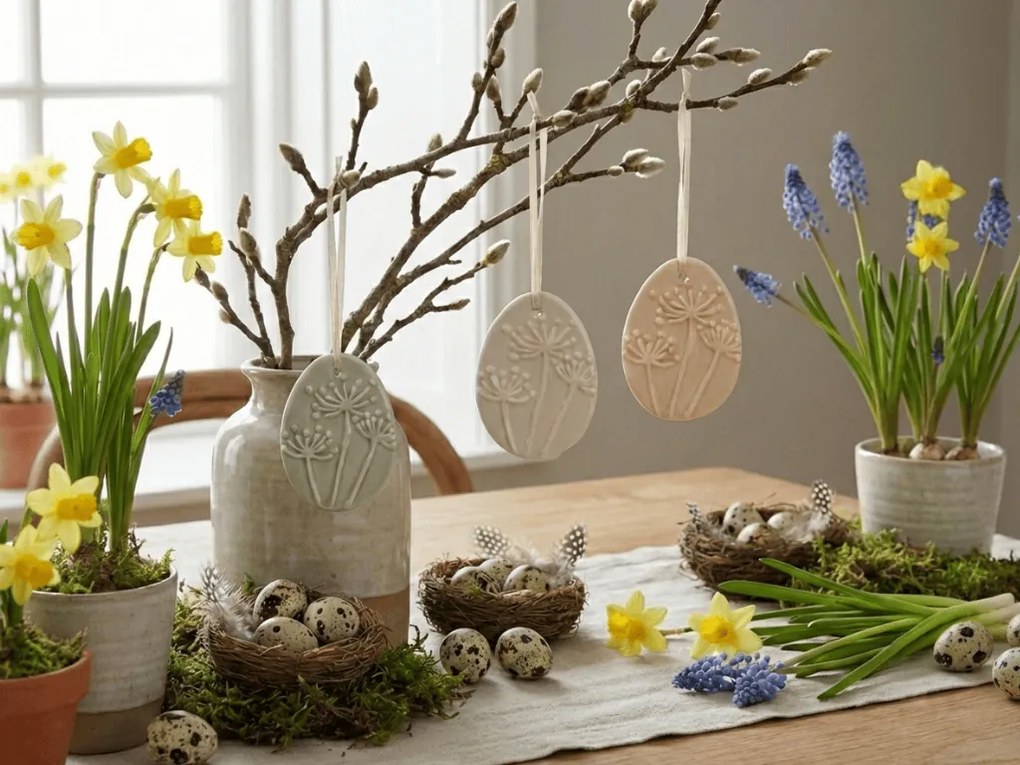 Wiszące porcelanowe jajko FLORIS - różne kolory Kolor: Pomarańczowy