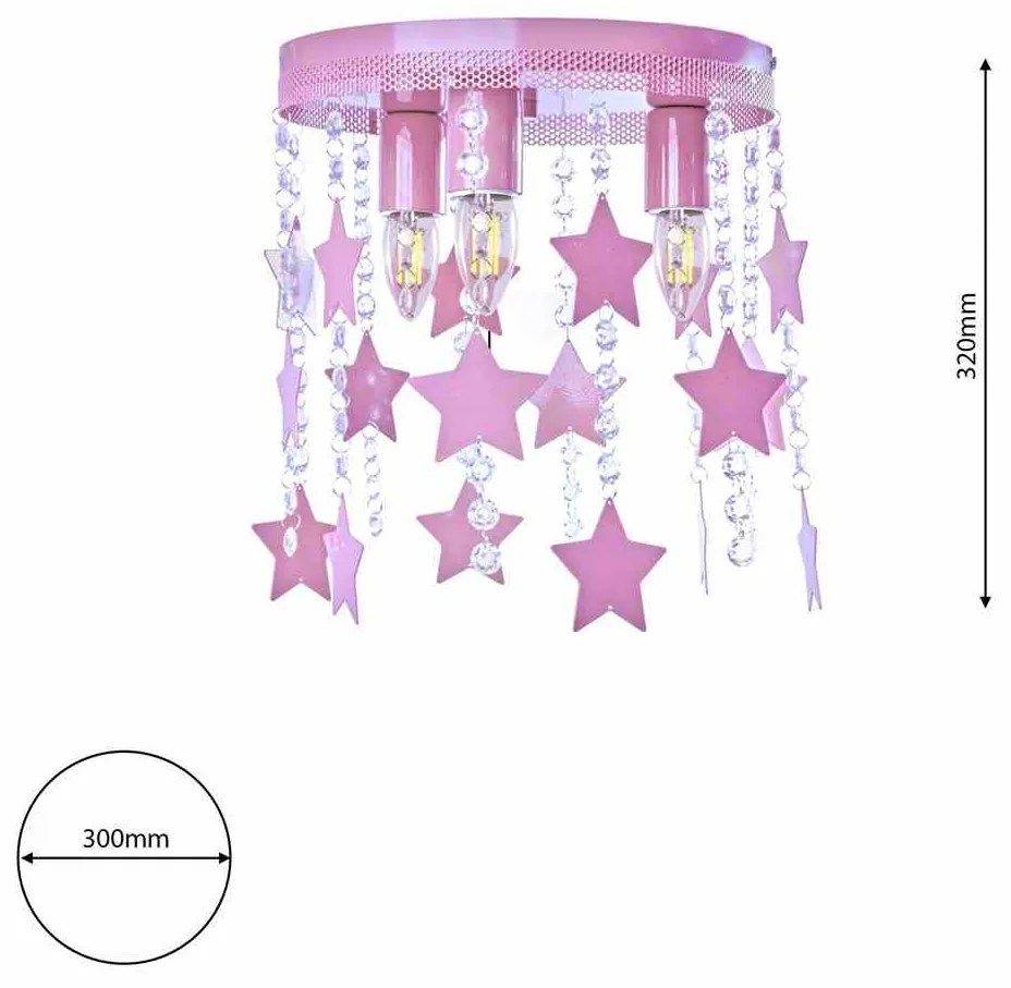 Lampa Sufitowa STAR 3xE27 róż