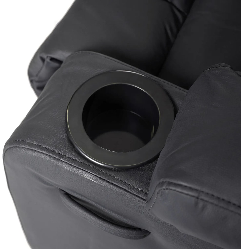 Fotel Masujący BOX Rozkładany Wypoczynkowy z Podnóżkiem Czarny Ekoskóra Nowoczesny