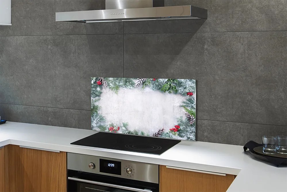 Szklany Panel Szyszki w Zimowym Śniegu