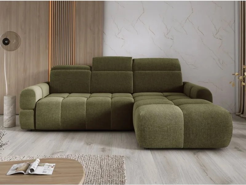 Narożnik MATEO S Wolnostojący Prawostronny Tkanina Memphis 11 kolor Oliwkowa zieleń WERSAL