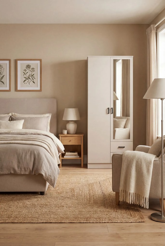 Kaszmirowa szafa uchylna z lustrem E2-B53