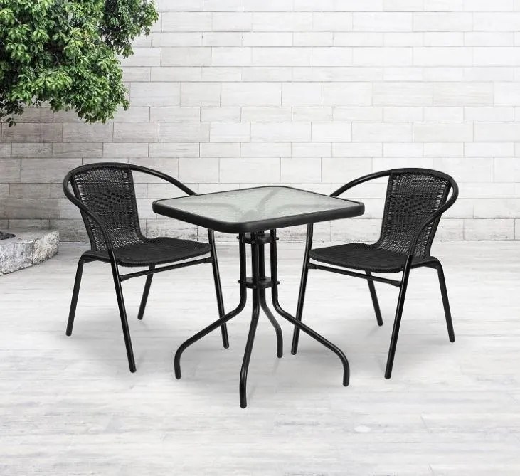 Stół stolik kwadratowy 70x70 T22 szklany metal na balkon taras do ogrodu