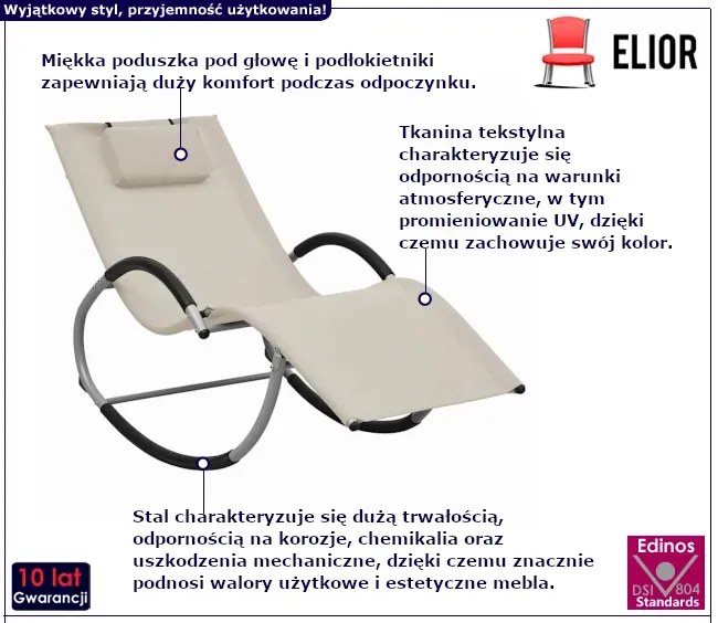 Kremowy leżak ogrodowy z poduszką - Robzen
