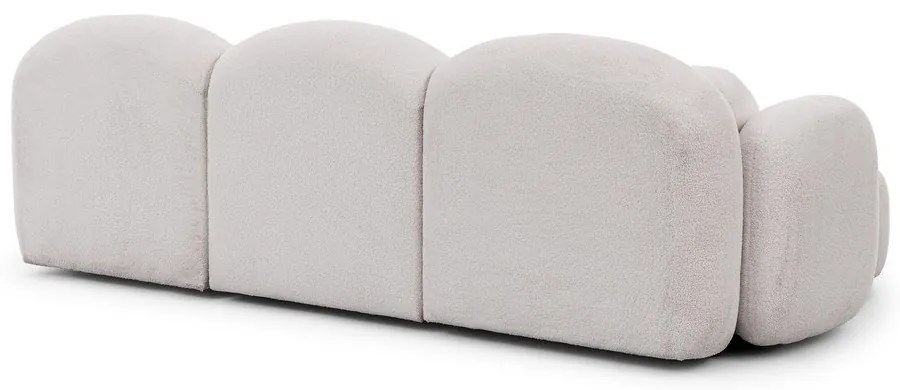 Kremowy narożnik z materiału bouclé (lewostronny/z szezlongiem) Orbit – Ropez