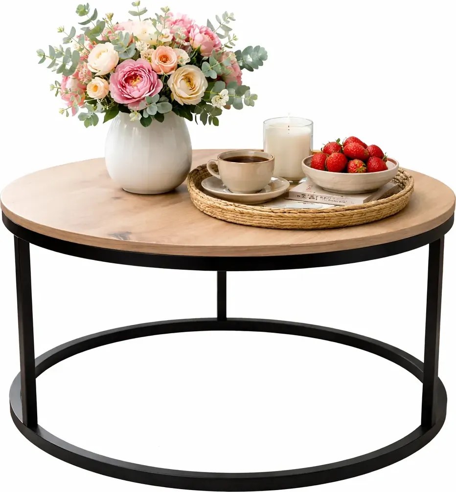 Okrągły nowoczesny stolik kawowy dąb artisan M5-B07