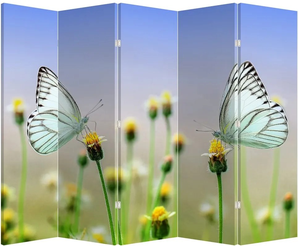 Parawan - Motyl na kwiatku (210x170 cm)