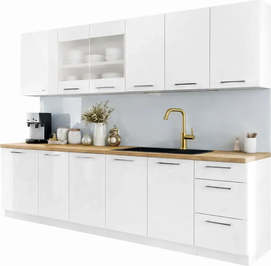 Zestaw 8 Białych Szafek Kuchennych 260 Cm W2-E10