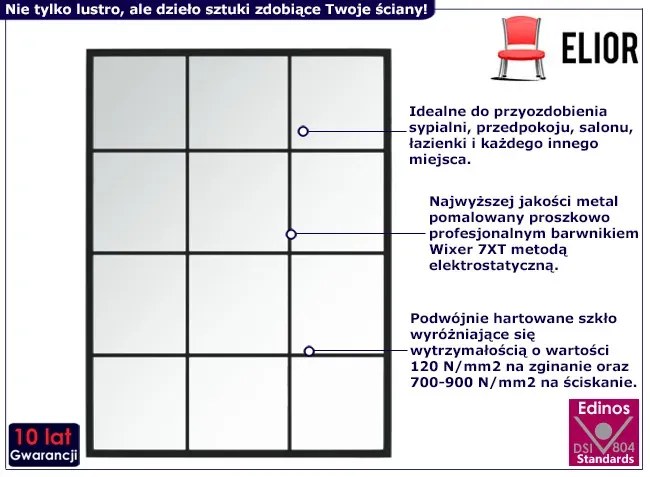 Ścienne lustro w czarnej metalowej ramie B2-P45
