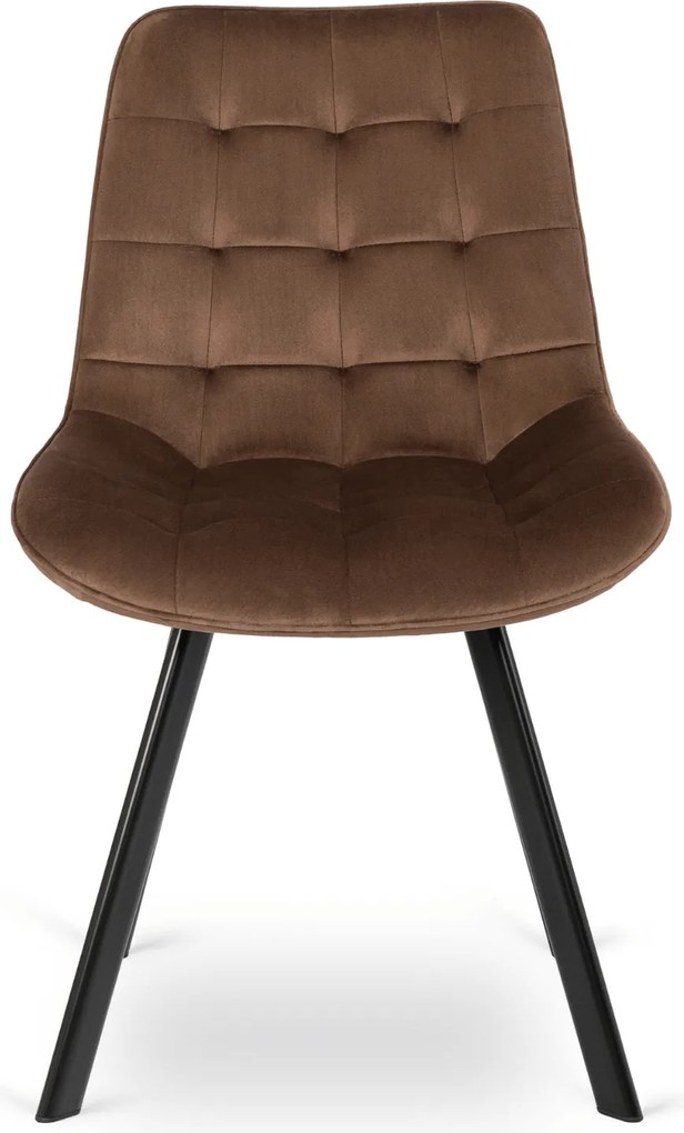 Zestaw Stół Okrągły Rozkładany LUKAS 100-250 cm Dąb Rustykalny/Czarny i 4 Krzesła Tapicerowane RICK Brązowe Welurowe Nowoczesne