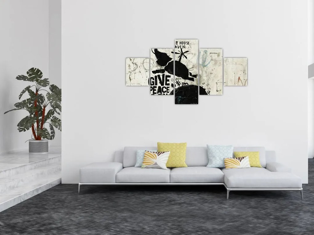 Obraz - Słoń nad ziemią (125x70 cm)