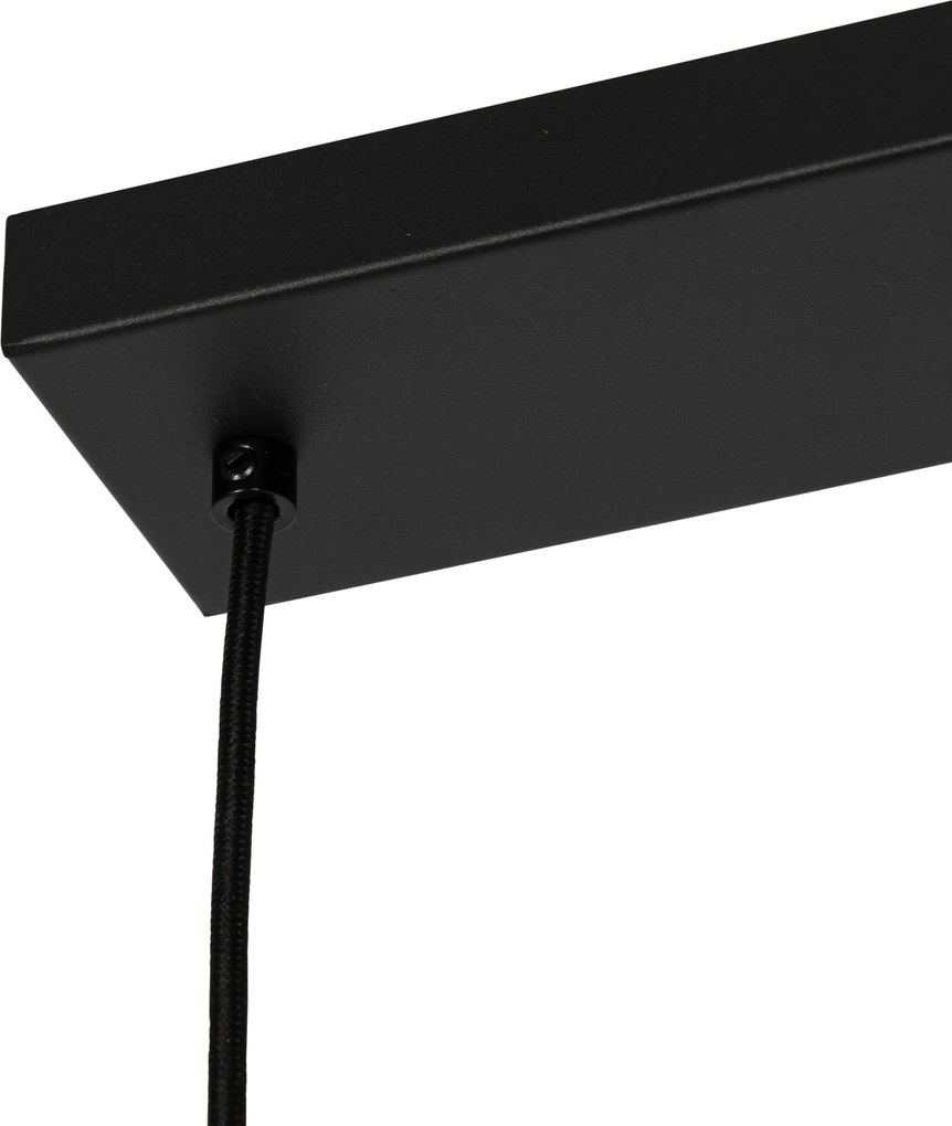 Lampa wisząca art deco czarna z przydymionym szkłem 4-światłowa - Josje