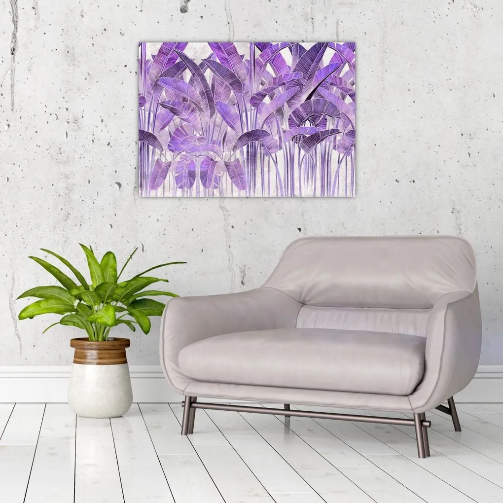 Obraz - Fioletowe liście w gipsie (70x50 cm)