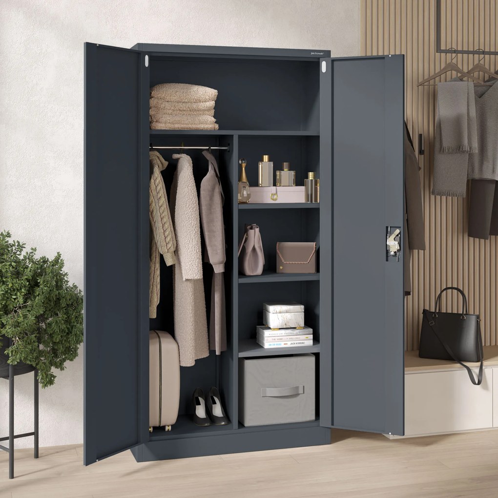 Szafa gospodarcza metalowa DAWID, 900 x 1850 x 450 mm, antracytowa