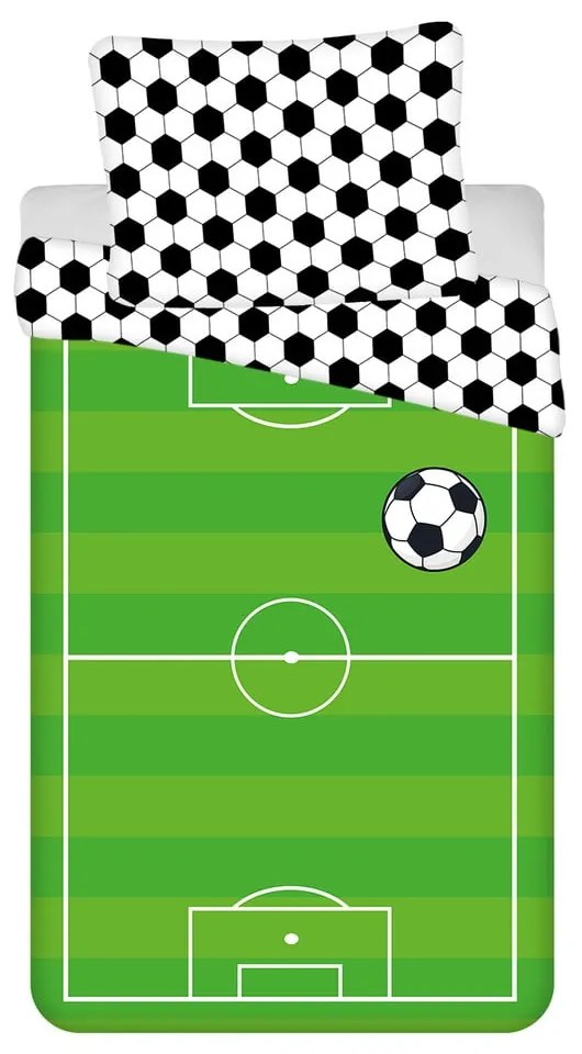 Zielona bawełniana pościel dziecięca jednoosobowa 140x200 cm Football – Jerry Fabrics