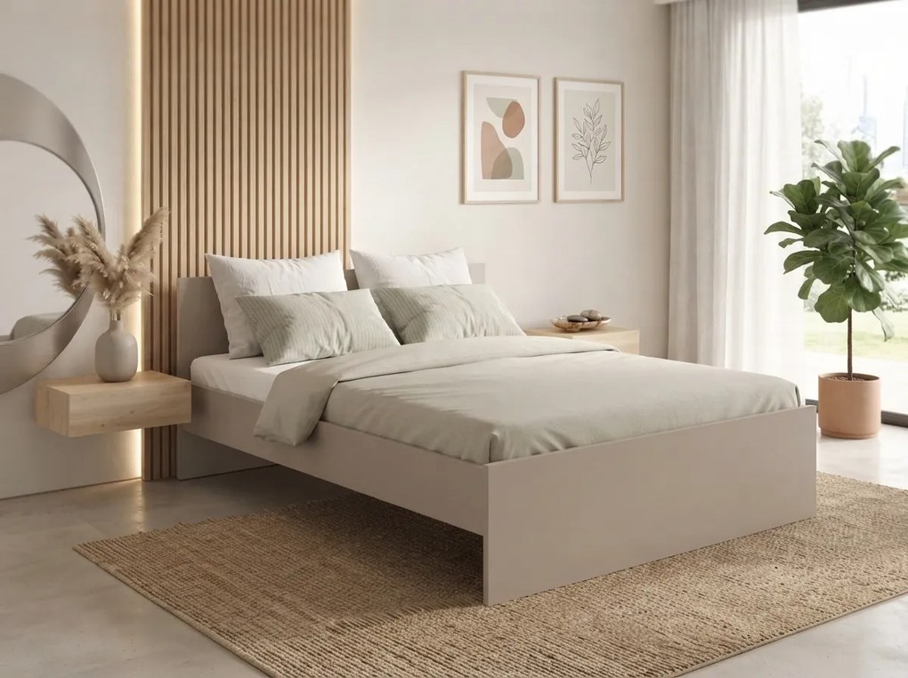 Łóżko ELISA 120 x 200 cm, kaszmirowy beż Stelaż: Ze stelażem listwowym rolowanym, Materac: Materac Sommera 18 cm