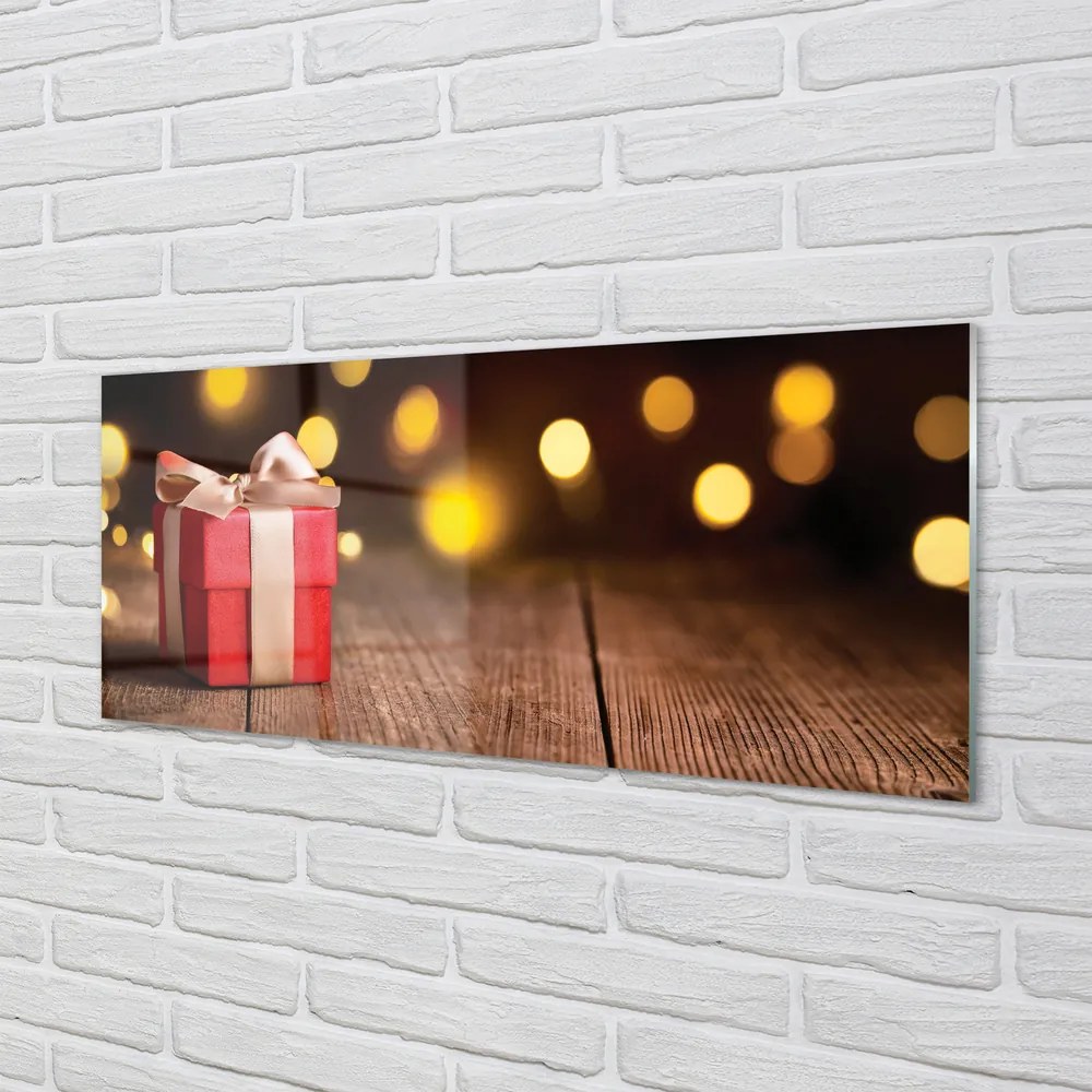 Panel szklany do Kuchni Prezent na Rustykalnym Drewnie