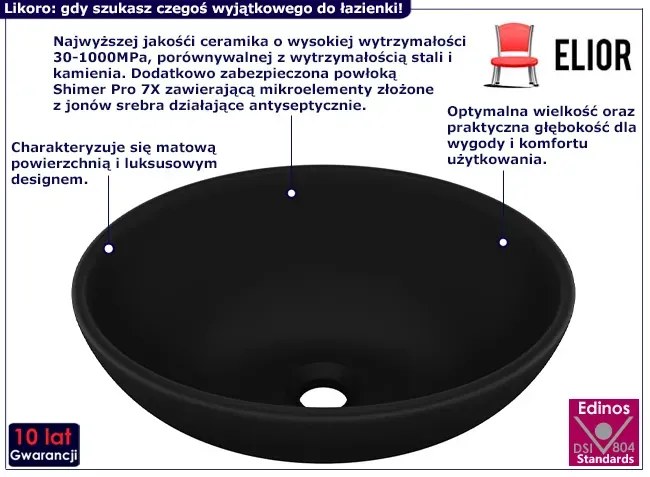 Czarna umywalka nablatowa - Feriks
