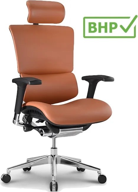 Ergonomiczny fotel biurowy skórzany ErgoFly Sail L-06, zgodny z normą BHP
